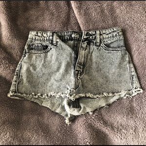 High waisted dark wash shorts